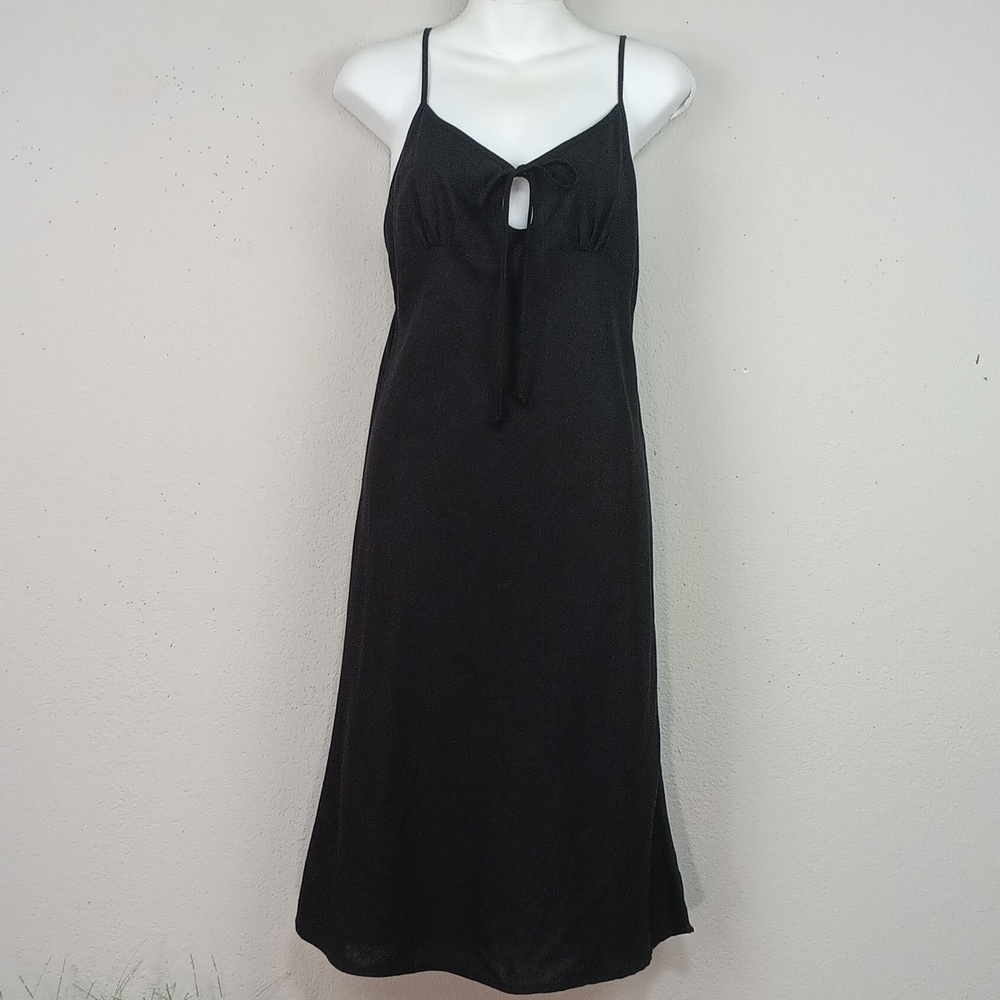 Chesley Black Slip Chemise with Tie Front